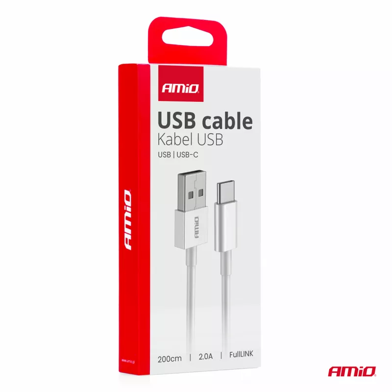 Câble de charge USB-A - USB-C 2A 200cm FullLINK - AMIO 03894 - Visuel 2