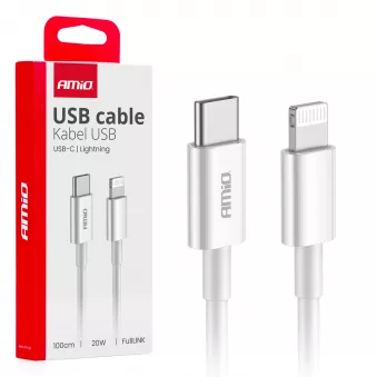 Câble de charge USB-C - LIGHTNING IPHONE PD 20W 100cm FullLINK - AMIO 03898