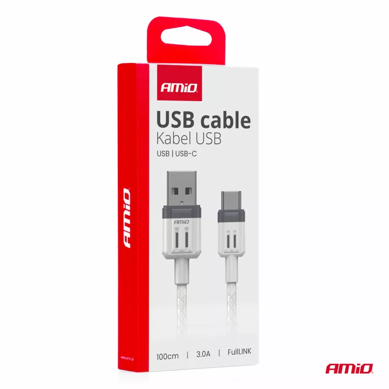 Câble de charge USB-A - USB-C 3A 100cm FullLINK - AMIO 03905 - Visuel 2