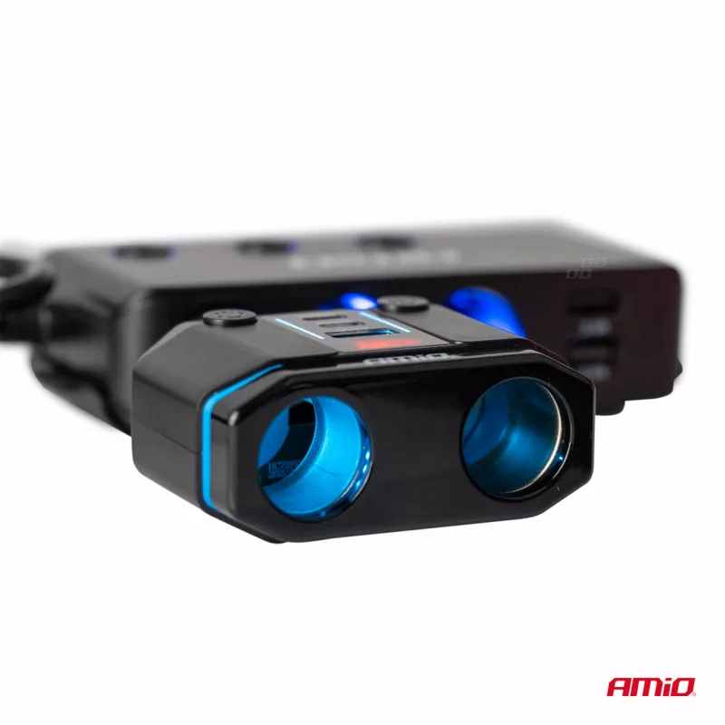 Répartiteur répartiteur de prises allume-cigare PD30W PD20W QC3.0 12V 24V + voltmètre - AMIO 04174 - Visuel 1