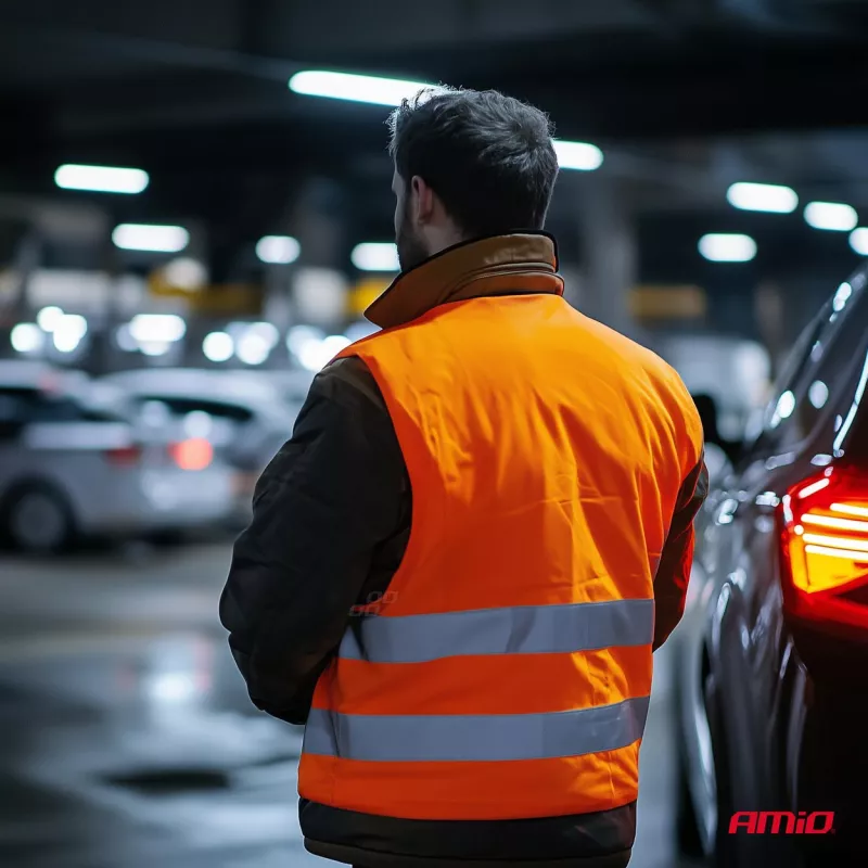 Gilet de sécurité réfléchissant orange certifié XXL AMIO 03985 - Visuel 1