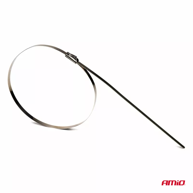 Colliers de serrage métalliques en acier inoxydable 4,6x200mm, 100 pièces AMIO 04321 - Visuel 1