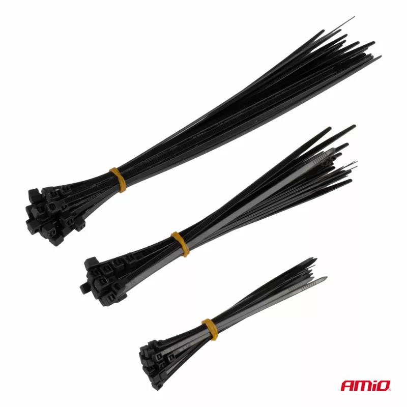 Colliers de serrage en plastique noir, longs, lot de 60 pièces AMIO 04315 - Visuel 1