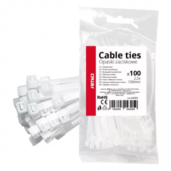 Colliers de serrage blancs 2,5×100mm (100 pièces) AMIO 04305