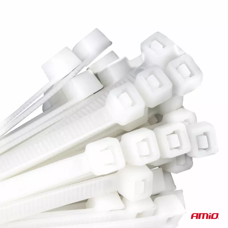 Colliers de serrage blancs 3,6×150 mm, 100 pièces AMIO 04308 - Visuel 2