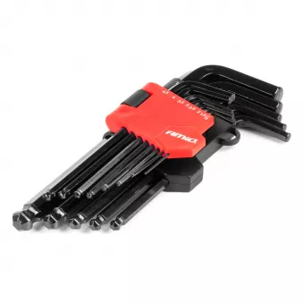 Jeu de clés hexagonales longues à tête sphérique en acier CRV noir, 13 pièces AMIO 04304