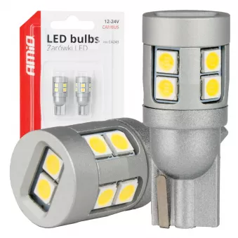 Ampoules LED CANBUS T10 W5W 12 SMD 3030 Blanc 12V 24V - AMIO 04243