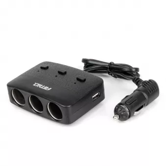 Répartiteur prise allume-cigare avec chargeur 2x USB-A ON/OFF LED 12V 24V 100W 70cm - AMIO 04363