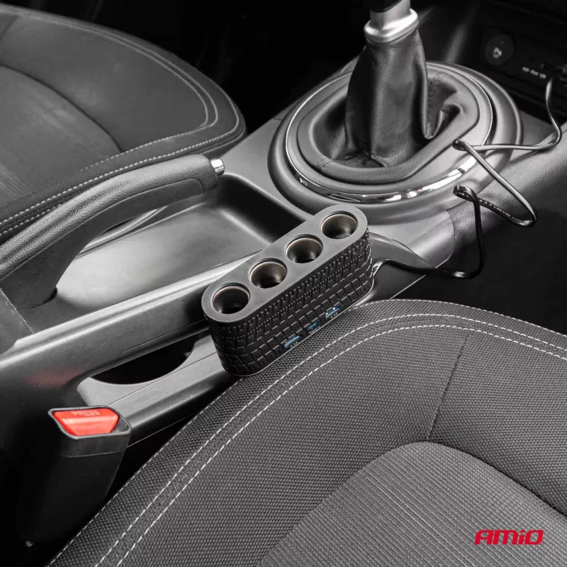 Répartiteur de prise allume-cigare avec chargeur 2x USB-A 1x USB-C 12V 24V 120W 80cm - AMIO 04367 - Visuel 1