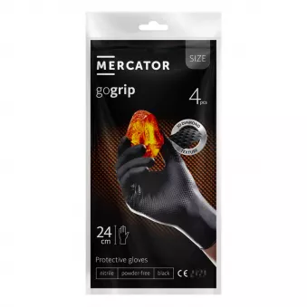 Gants nitrile noirs Mercator GoGrip BLACK 4 pcs taille M AMIO MER20776