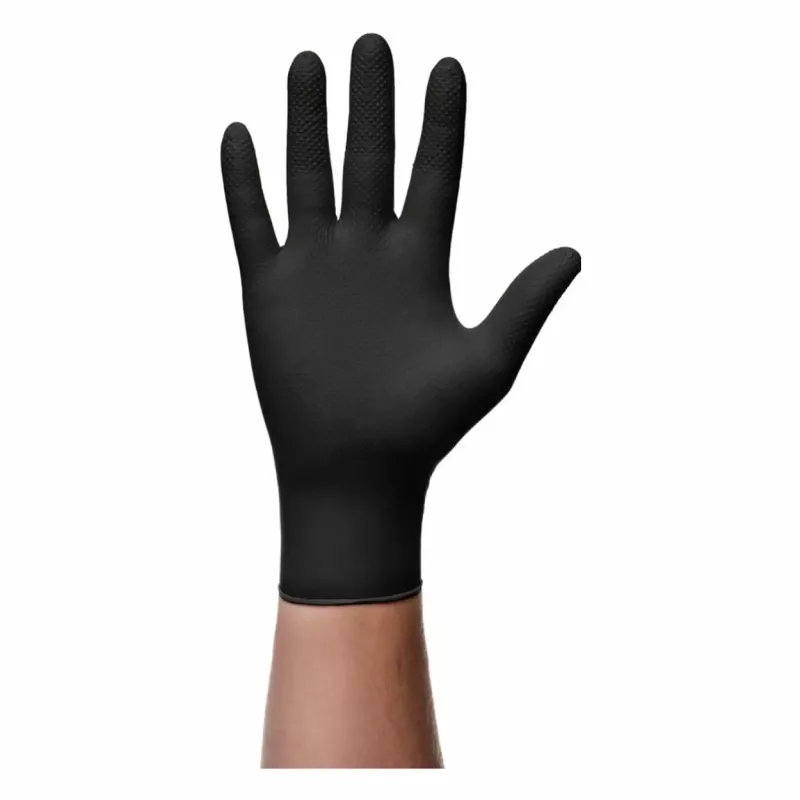 Gants nitrile noirs Mercator GoGrip BLACK 4 pcs taille M AMIO MER20776 - Visuel 1