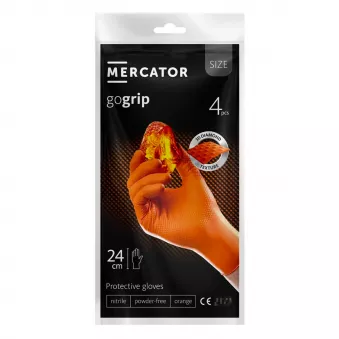 Gants nitrile Mercator GoGrip ORANGE 4 pcs taille L AMIO MER20763
