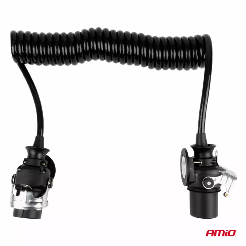 Câble spiralé TIR 2x 7 PIN type EBS 5m 24V AMIO 04383 - Visuel 1