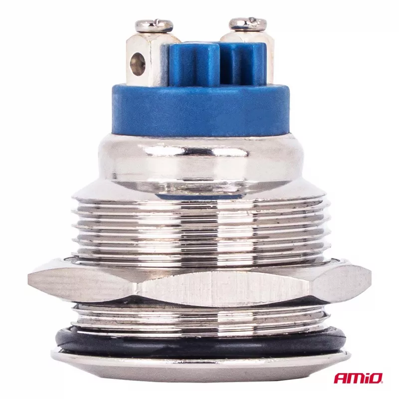 Interrupteur plat rond en acier ON/OFF 19mm 5A 12/230V AMIO 04474 - Visuel 1