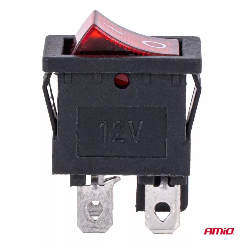 Interrupteur à levier avec rétroéclairage rouge 20A 12V 24V AMIO 04440 - Visuel 1