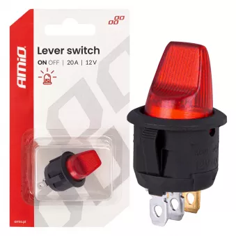 Interrupteur à levier avec rétroéclairage rouge 20A 12V AMIO 04438