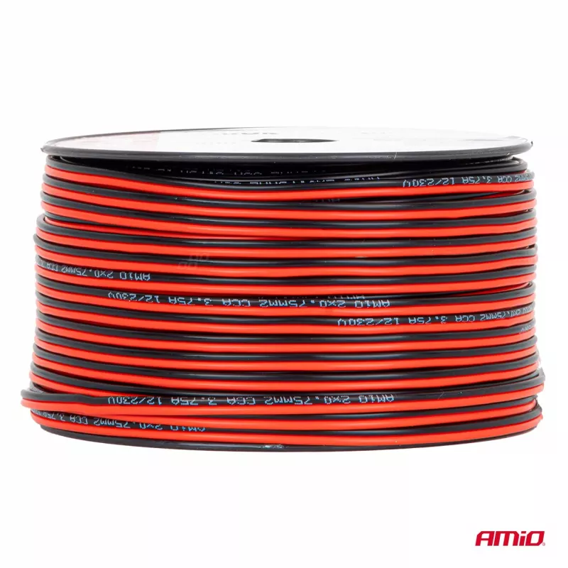 Câble de haut-parleur à deux conducteurs CCA 2x0,75 mm² 100 m 3,75 A AMIO 04457 - Visuel 1