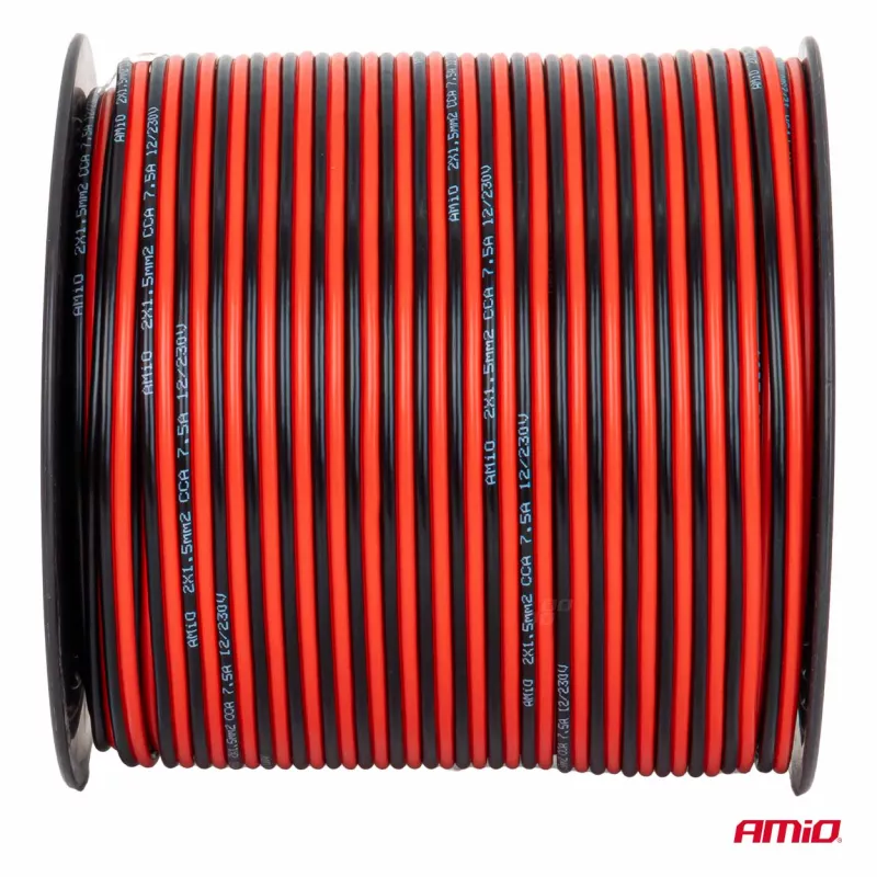 Câble de haut-parleur à deux conducteurs CCA 2x1,5mm² 100m 7,5A AMIO 04459 - Visuel 2