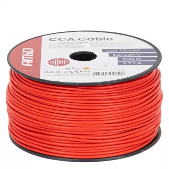 Câble unipolaire rouge CCA 1x0,75mm² 100m 3,75A 12/230V AMIO 04450