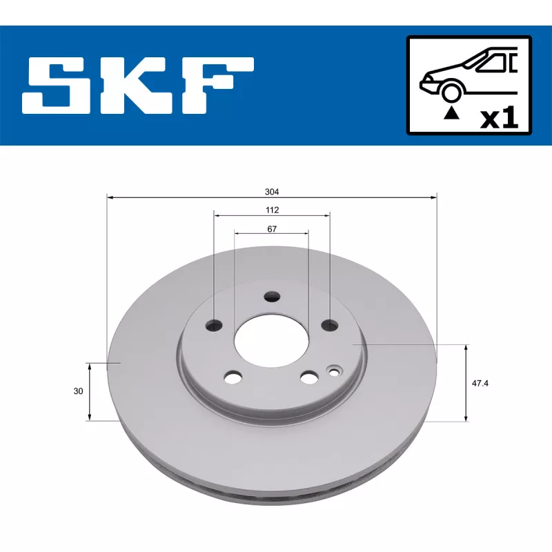 Jeu de 2 disques de frein avant SKF VKBD 80668 V1 - Visuel 1