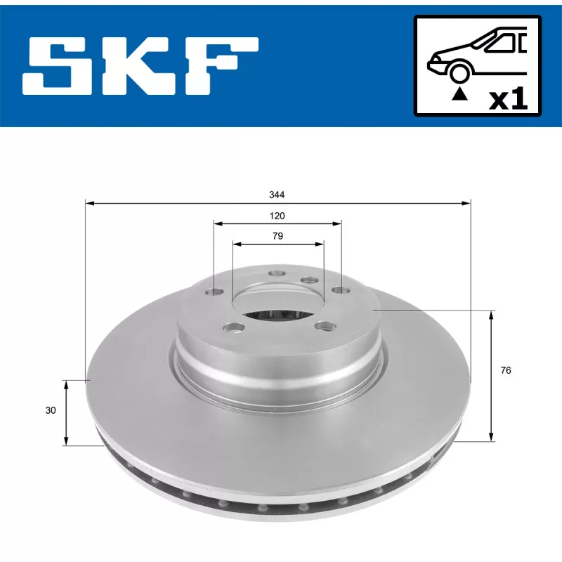 Jeu de 2 disques de frein avant SKF VKBD 80812 V1 - Visuel 1