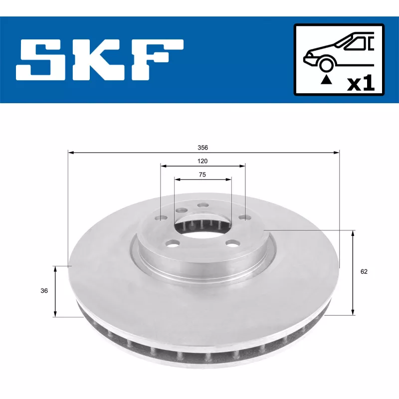 Jeu de 2 disques de frein avant SKF VKBD 80970 V1 - Visuel 1