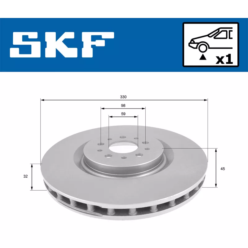 Jeu de 2 disques de frein avant SKF VKBD 81019 V1 - Visuel 1