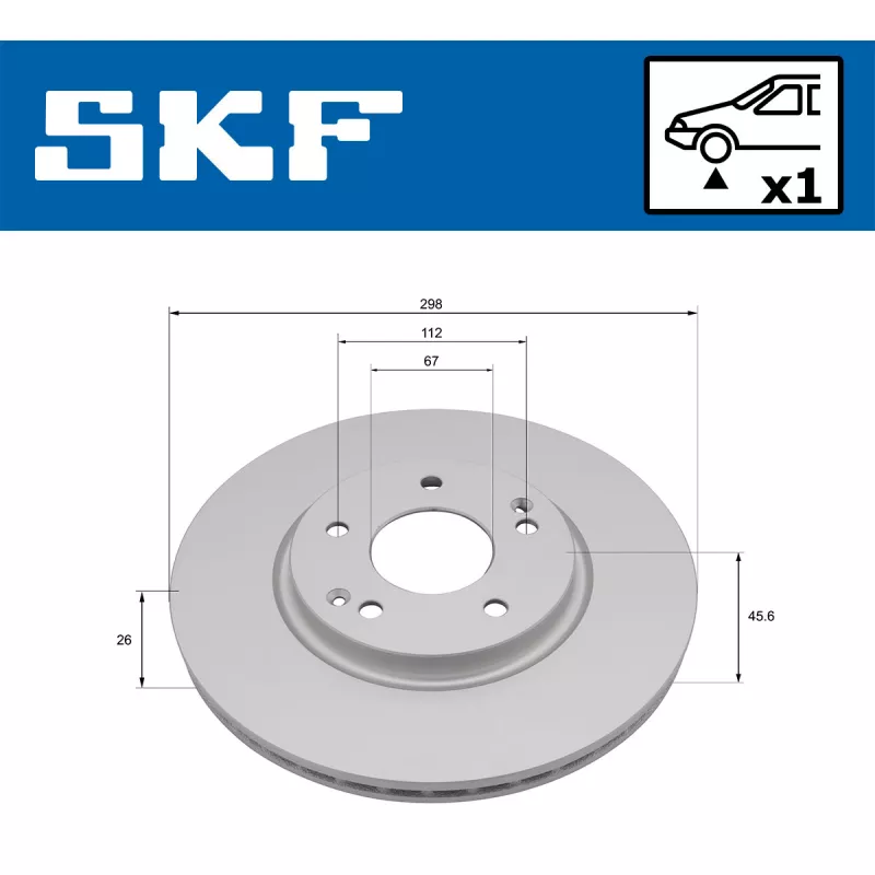 Jeu de 2 disques de frein avant SKF VKBD 81063 V1 - Visuel 1