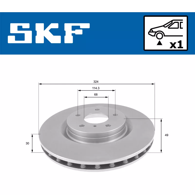 Jeu de 2 disques de frein avant SKF VKBD 81116 V1 - Visuel 1