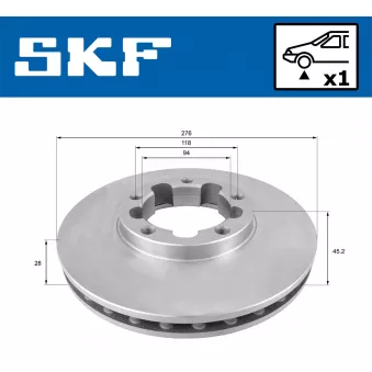 Jeu de 2 disques de frein avant SKF OEM 40206MB600
