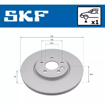 Jeu de 2 disques de frein avant SKF OEM T4N1799