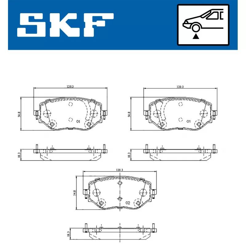 Jeu de 4 plaquettes de frein avant SKF VKBP 81300 - Visuel 1