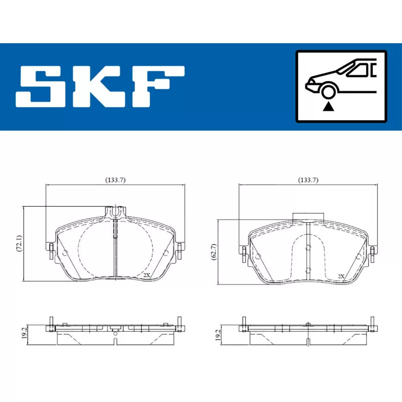 Jeu de 4 plaquettes de frein avant SKF VKBP 81302 - Visuel 1