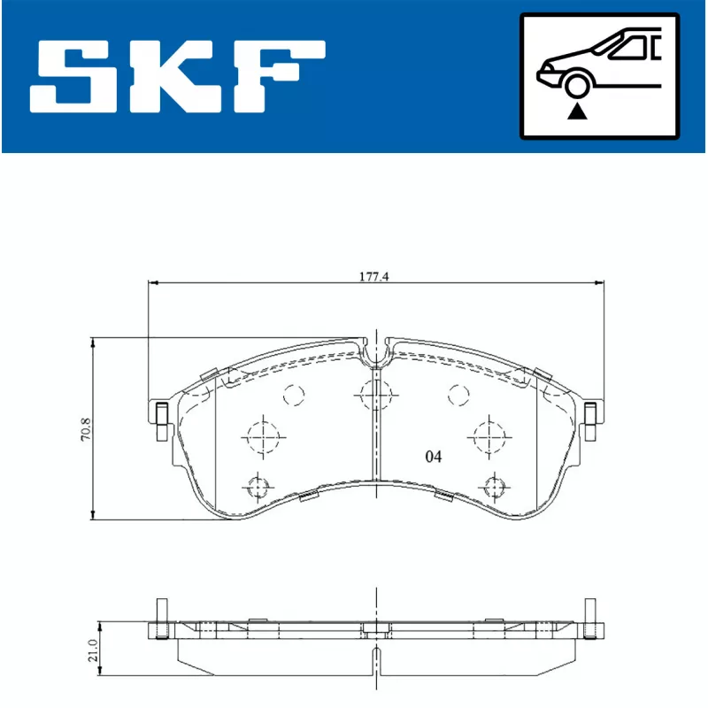 Jeu de 4 plaquettes de frein avant SKF VKBP 81308 - Visuel 1