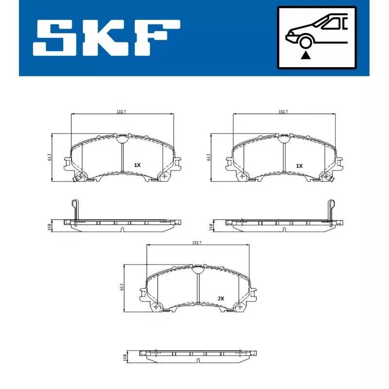 Jeu de 4 plaquettes de frein avant SKF VKBP 81327 A - Visuel 1