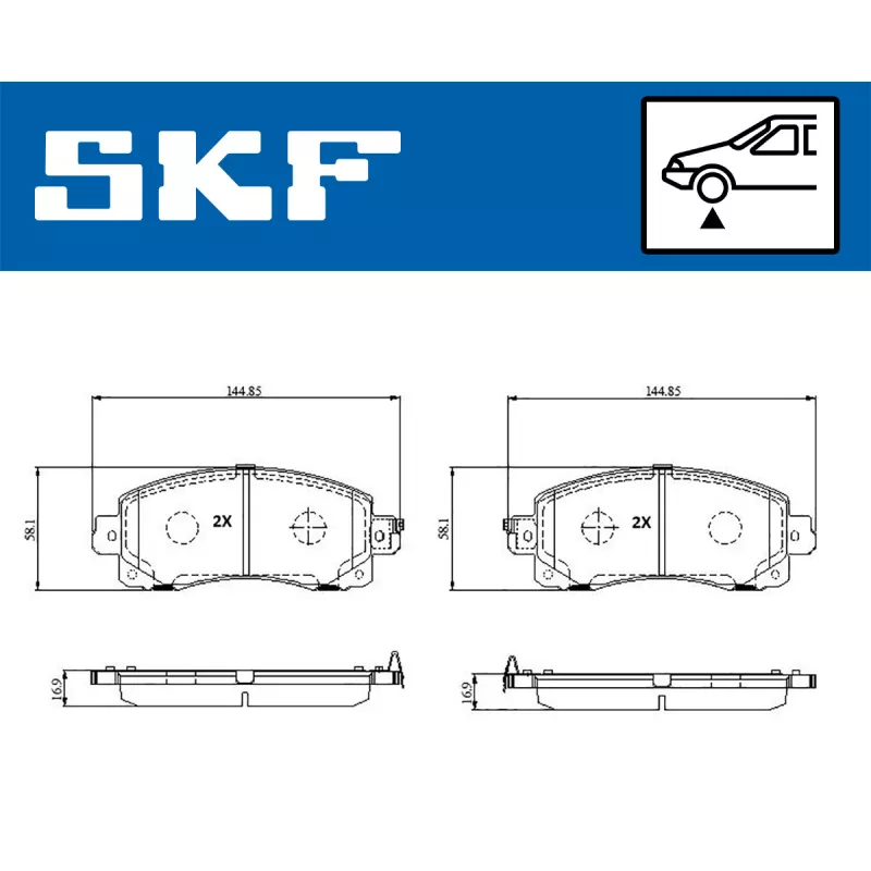 Jeu de 4 plaquettes de frein avant SKF VKBP 81383 A - Visuel 1