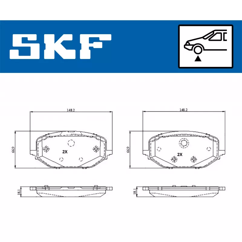 Jeu de 4 plaquettes de frein avant SKF VKBP 81384 - Visuel 1