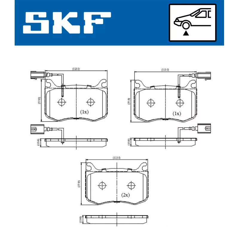 Jeu de 4 plaquettes de frein avant SKF VKBP 81420 E - Visuel 1