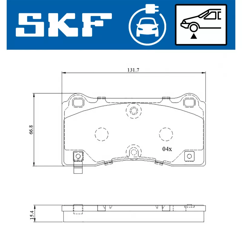Jeu de 4 plaquettes de frein avant SKF VKBP 85012 EV - Visuel 1