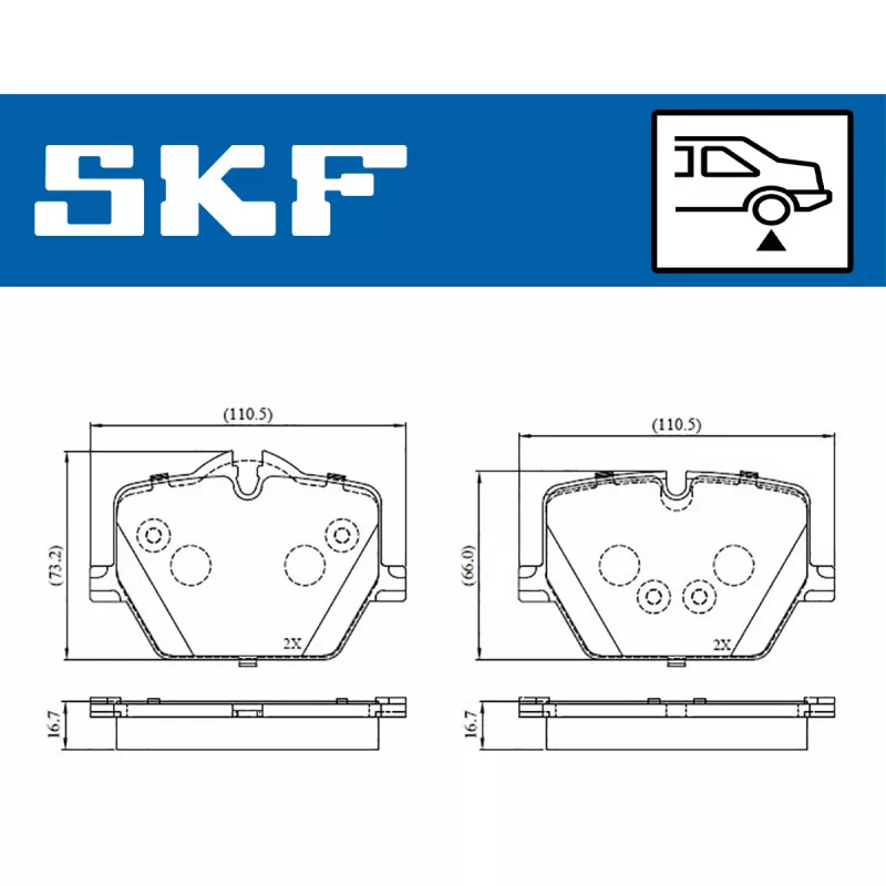 Jeu de 4 plaquettes de frein avant SKF VKBP 91401 - Visuel 1