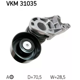 Poulie-tendeur, courroie trapézoïdale à nervures SKF VKM 31035 pour SKODA FABIA 1.4 TDI - 70cv