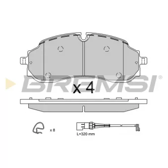 Jeu de 4 plaquettes de frein avant BREMSI [BP3969]