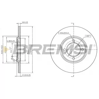 Jeu de 2 disques de frein avant BREMSI [CD6641S]