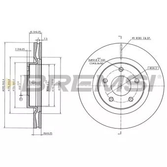 Jeu de 2 disques de frein avant BREMSI [CD6857V]