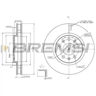 BREMSI CD6889V - Jeu de 2 disques de frein avant