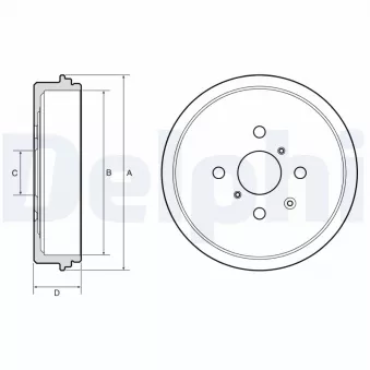 Tambour de frein DELPHI BF671 pour TOYOTA AYGO X 1,0 VVT-i - 72cv
