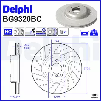 Jeu de 2 disques de frein avant DELPHI BG9320BC pour MERCEDES-BENZ SPRINTER M 140 i xDrive - 340cv