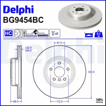 DELPHI BG9454BC - Jeu de 2 disques de frein avant