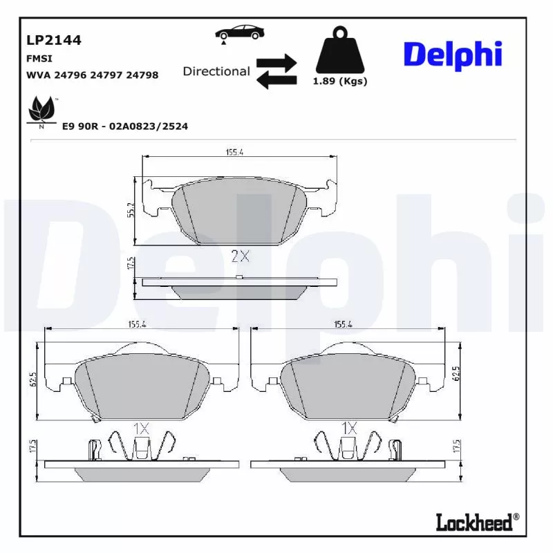 Jeu de 4 plaquettes de frein avant DELPHI LP2144 - Visuel 2