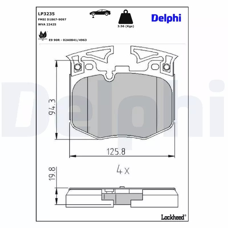 Jeu de 4 plaquettes de frein avant DELPHI LP3235 - Visuel 2
